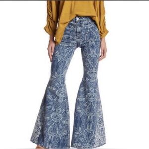 Free People Just Float On Flare Printed Jeans